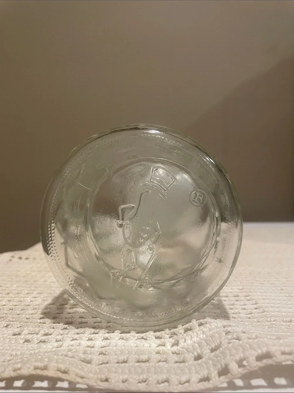 Clear Diamond-Pattern Glass Canister with lid by Mr. Peanuts